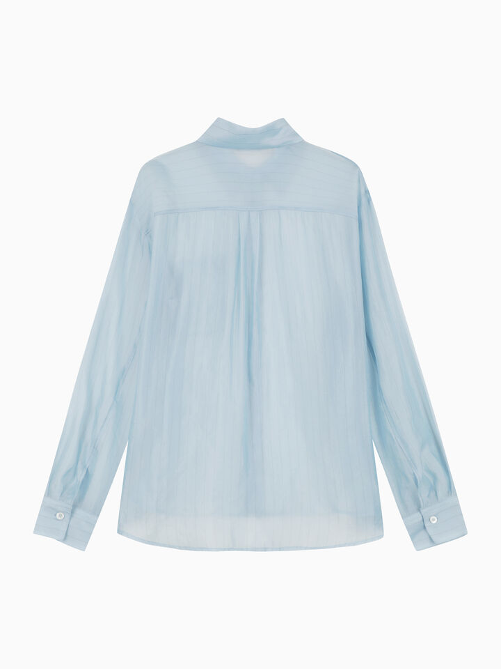 Brown 100% silk scarf - sisley k shirts - Light Blue | Sisley K image number 2
